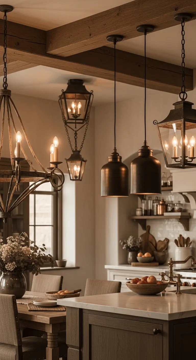 Lighting in a French country kitchen