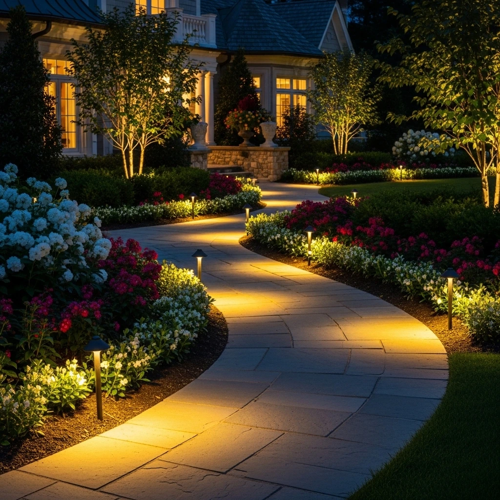 Line Pathways and Garden Borders with LED Ground Lights