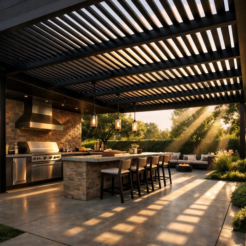 Louvered Pergola With Adjustable Aluminum Slats