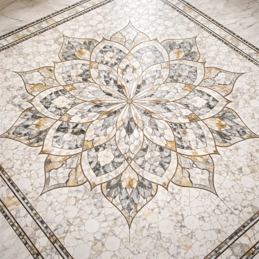 Marble Mosaic Tiles for Intricate Kitchen Flooring Art