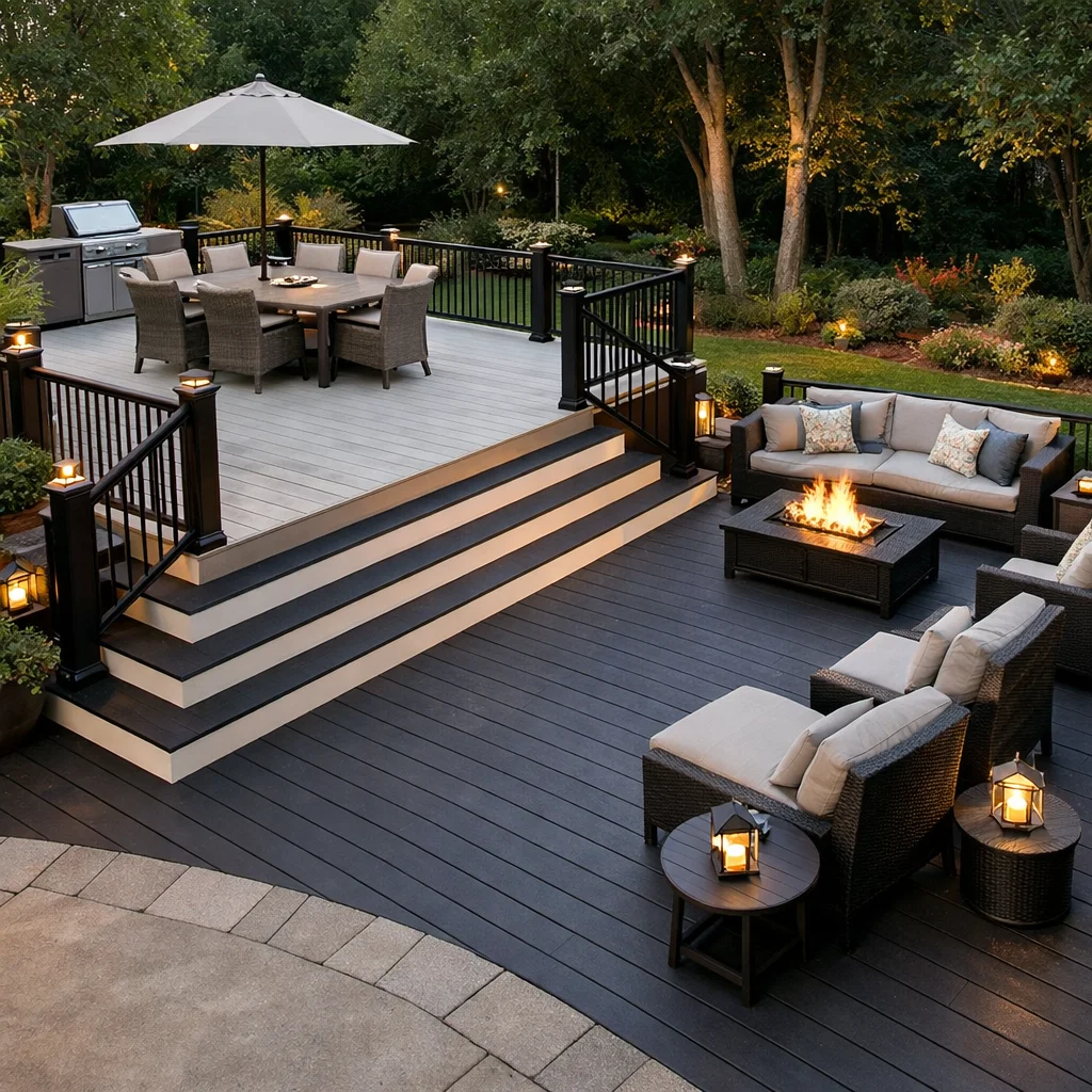 Multi Level Grey Deck with Zoned Color Tones