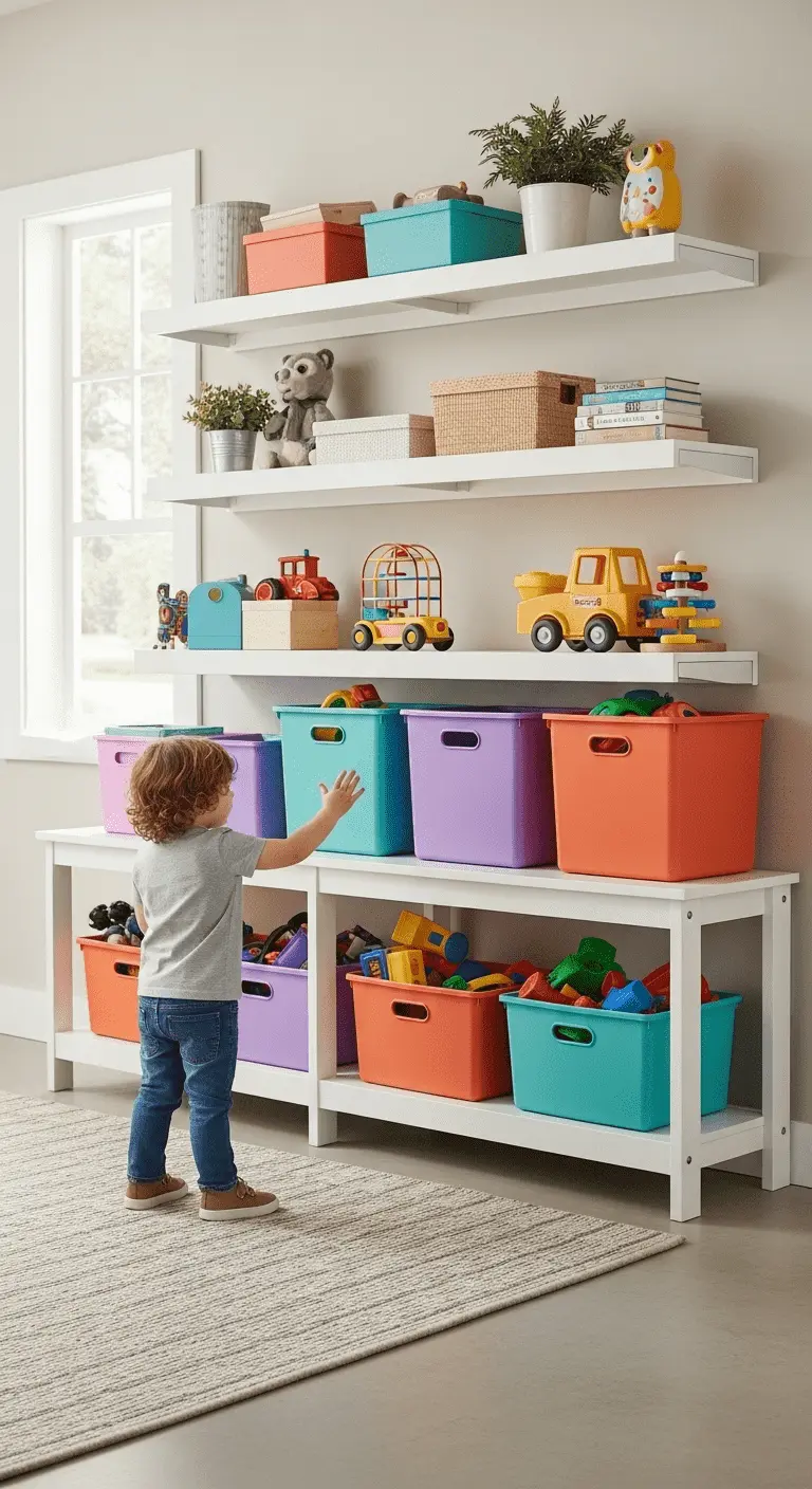 Open Shelving Units at Kid Height