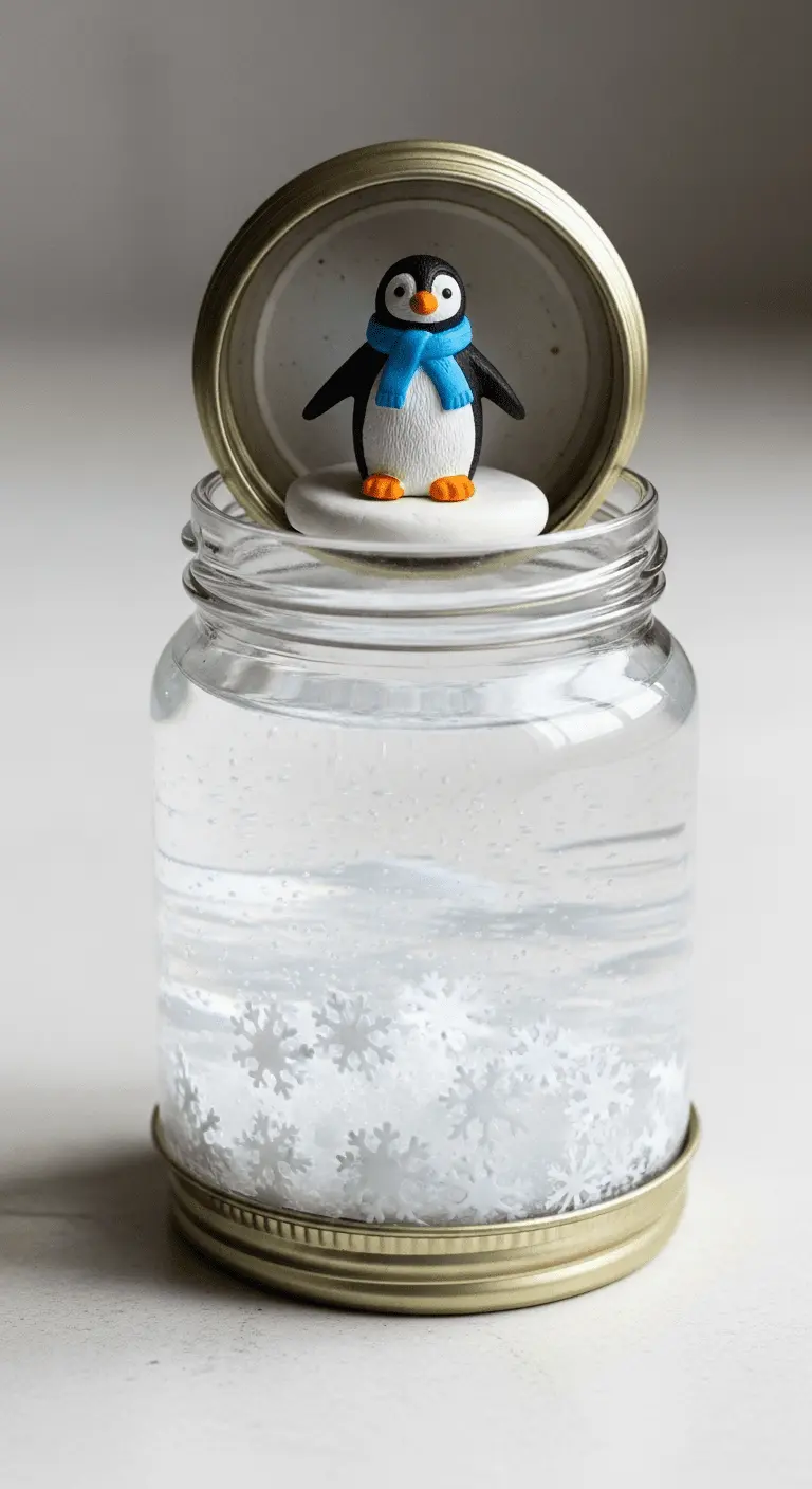 Penguin Snow Globe in a Jar