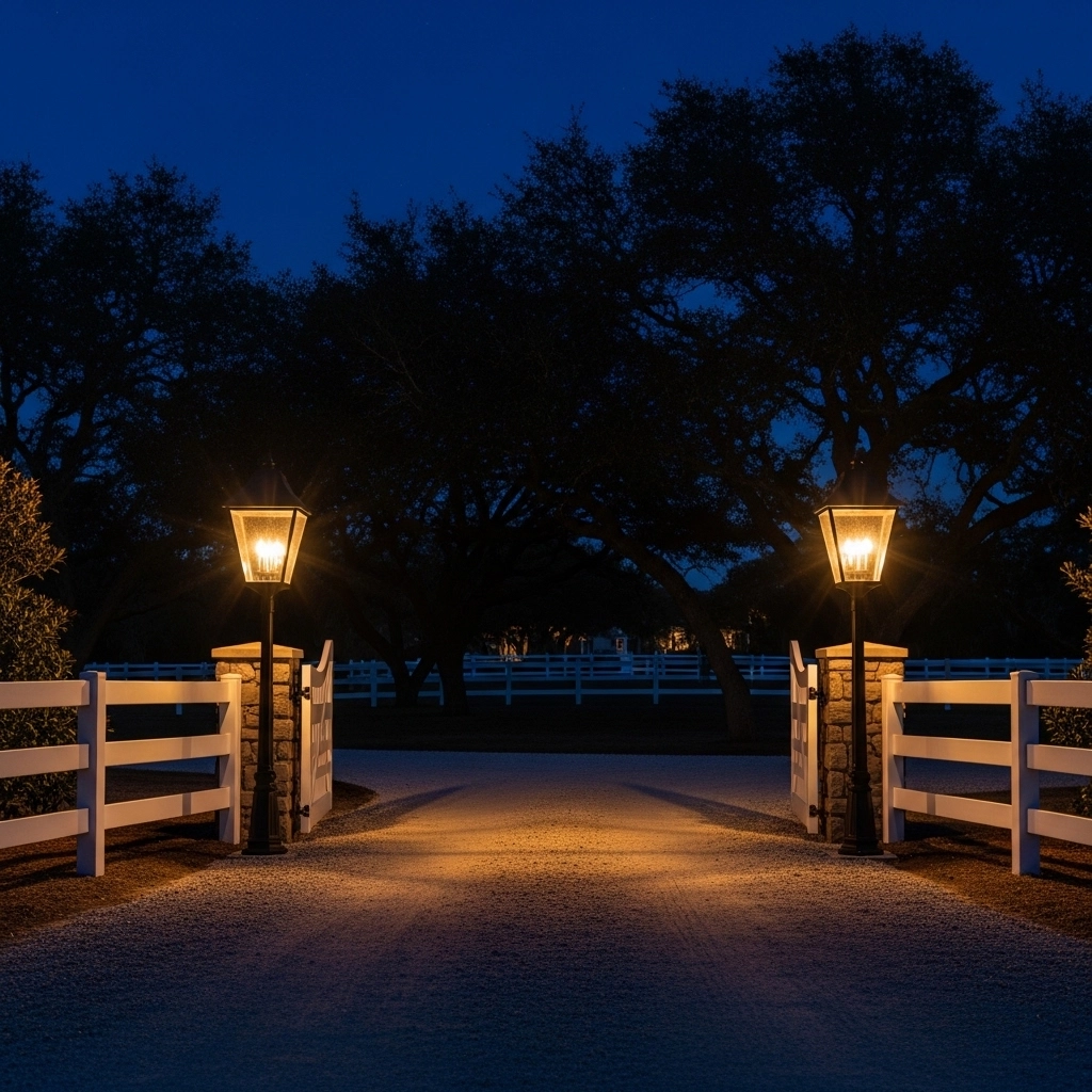 Post Lanterns at the Driveway Entrance