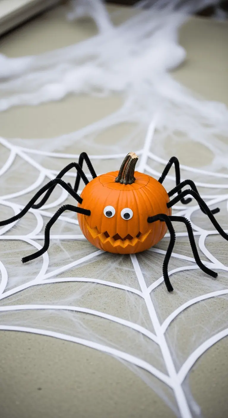 Pumpkin Carved to Resemble a Spider Itself