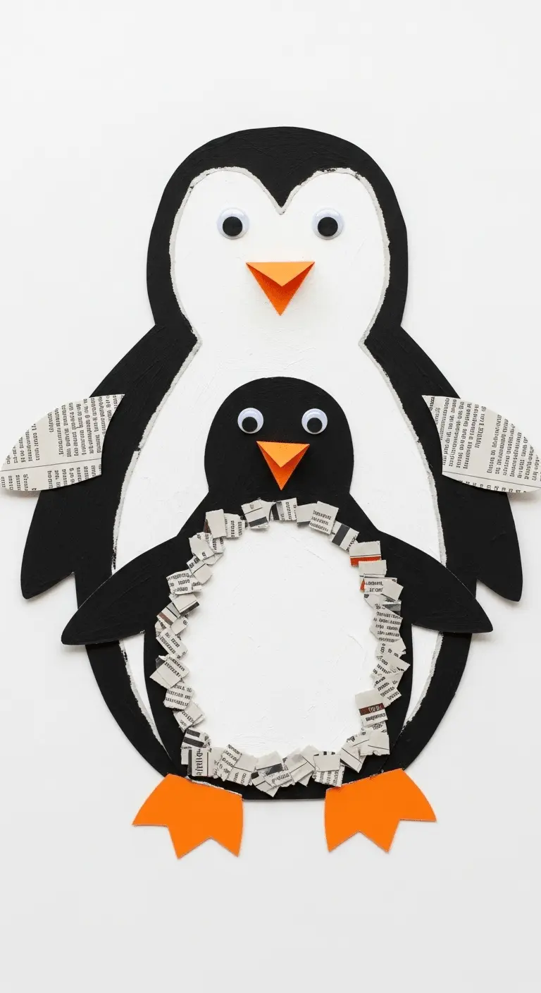 Recycled Newspaper Penguin