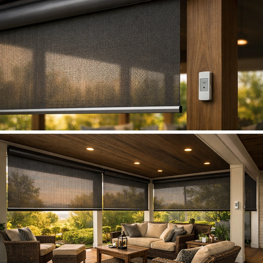 Roll Down Exterior Shades and Motorized Screens