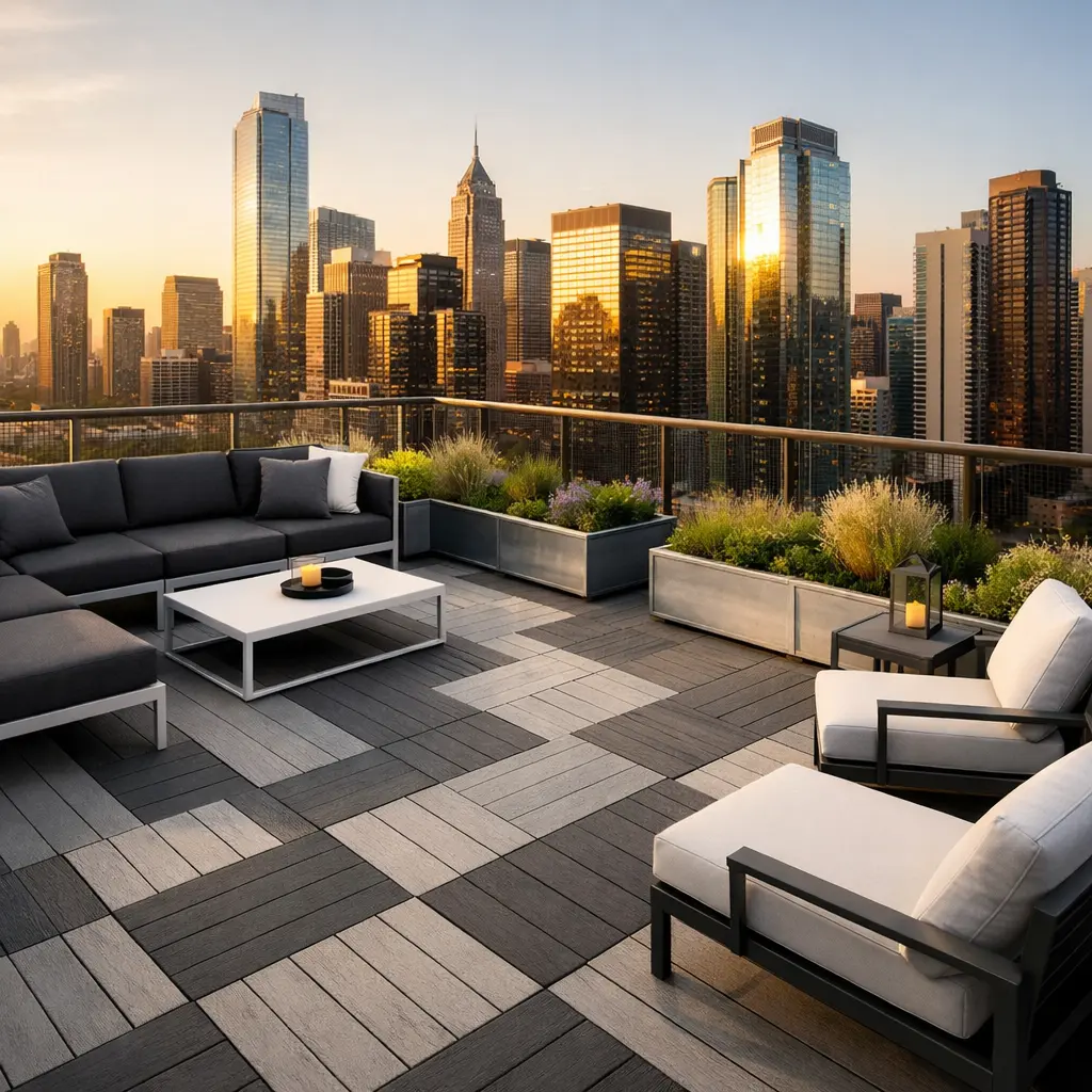 Rooftop or Urban Terrace Grey Two Tone Deck Design