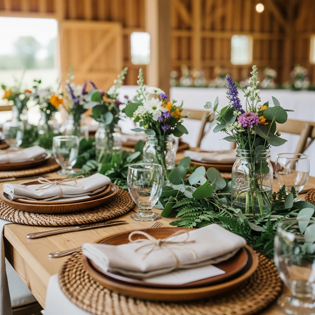 Rustic Wooden Charger and Linen Setting