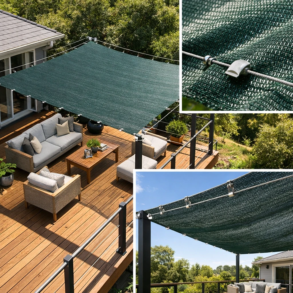 Shade Cloth Over a Wire Frame or Cable System
