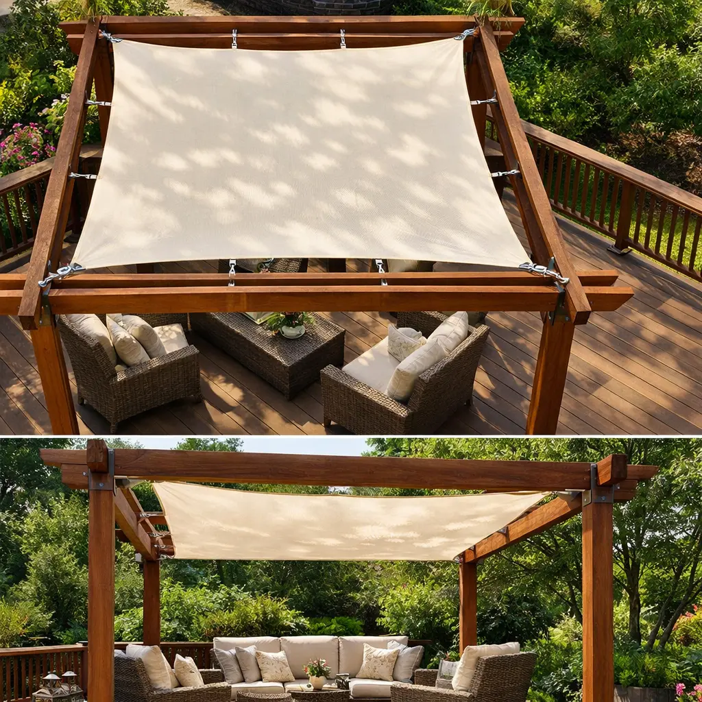 Shade Sail Over an Existing Pergola Frame
