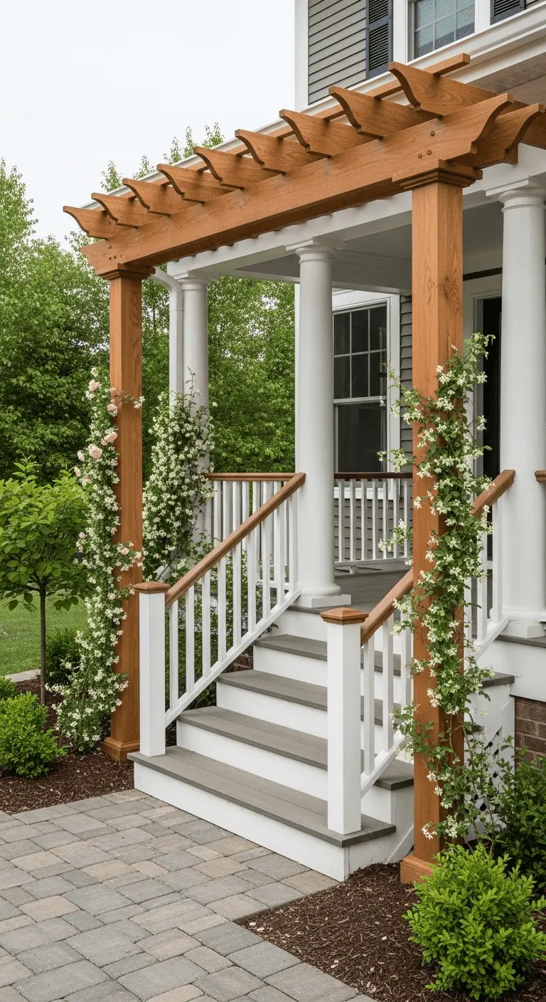 Side Entrance with Overhead Trellis