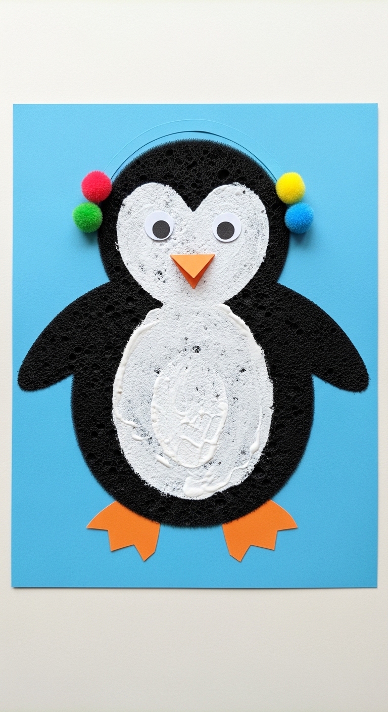 Sponge Print Penguin
