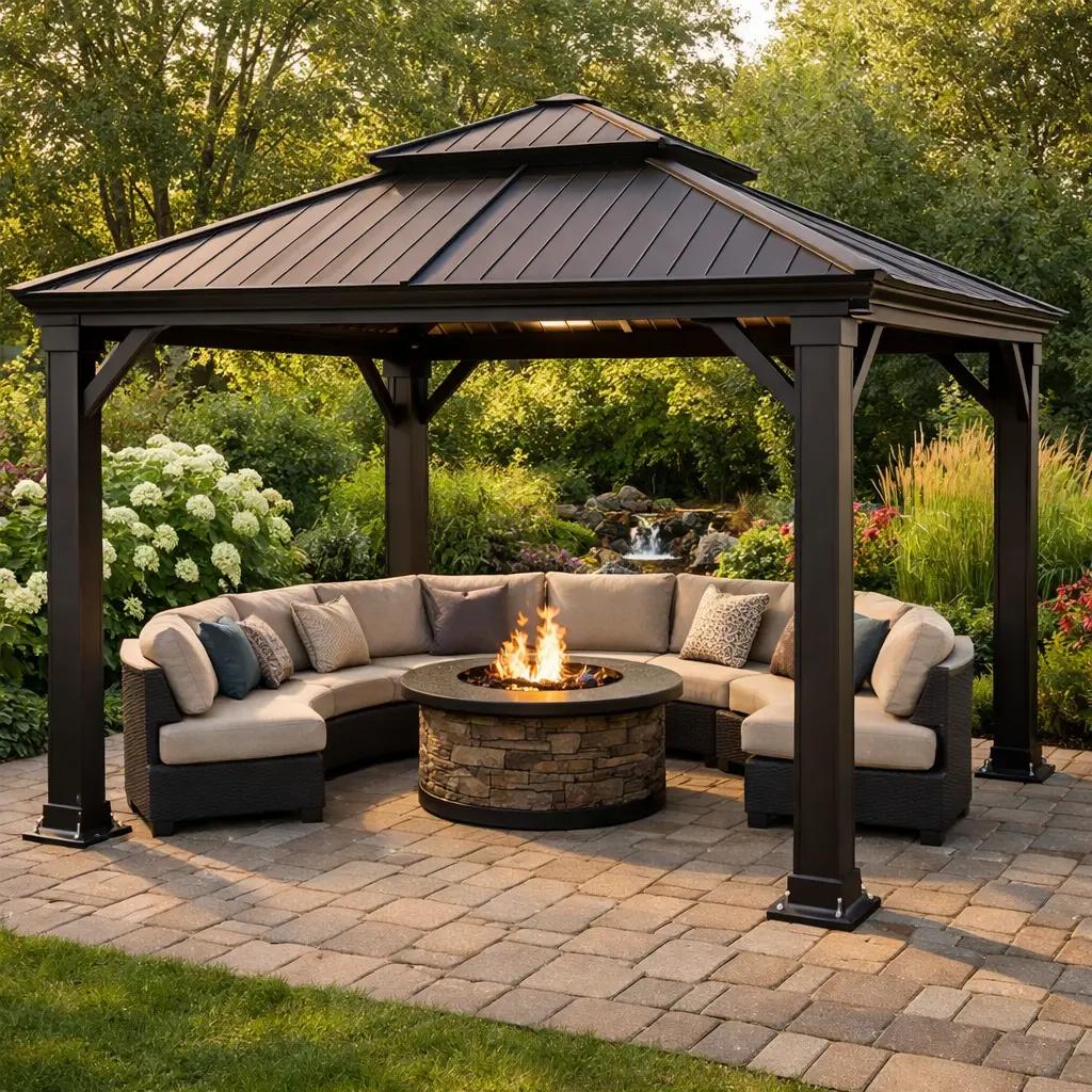 Steel or Aluminum Gazebo With Hardtop Roof