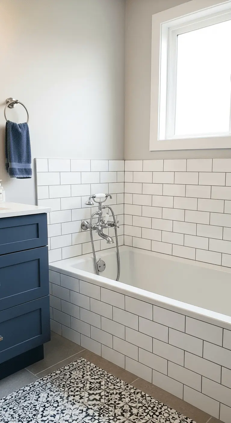 Subway Tiles Around the Tub