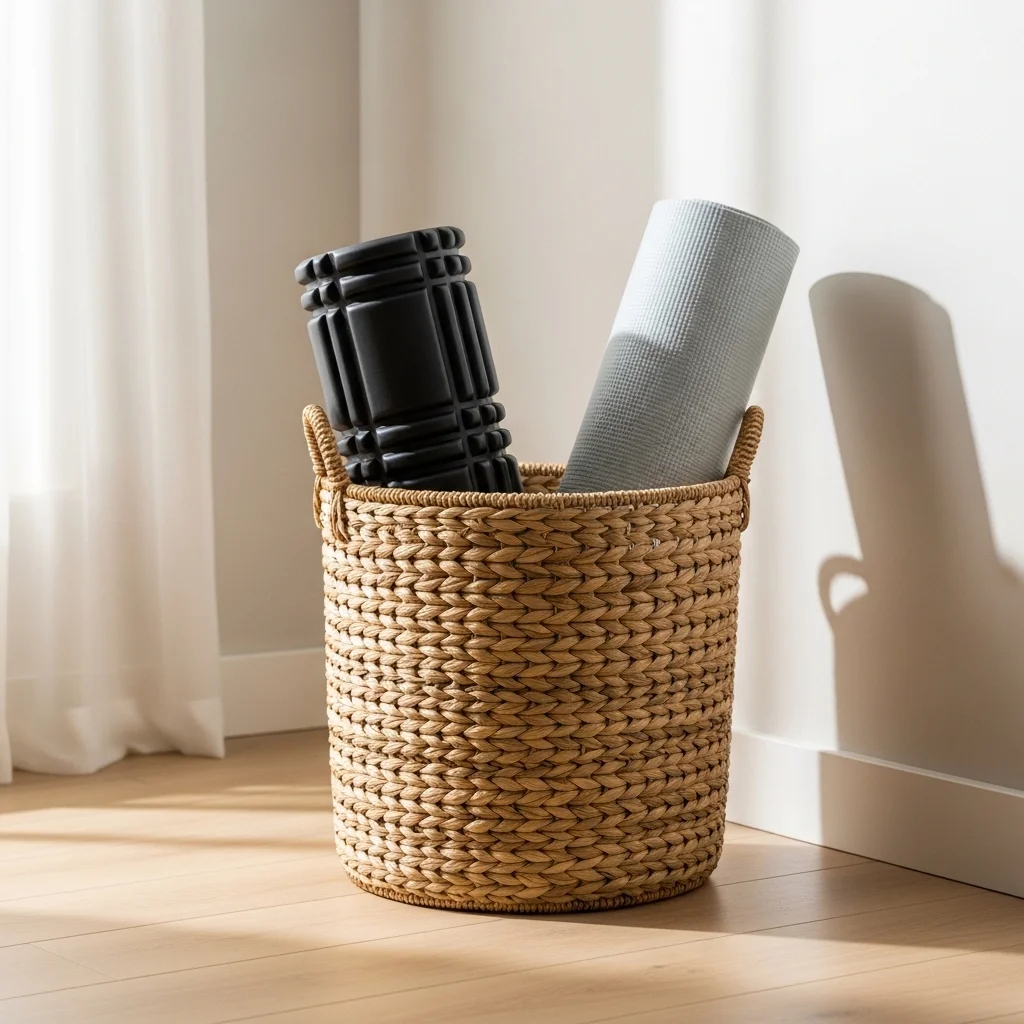 Tall Woven Basket on the Floor