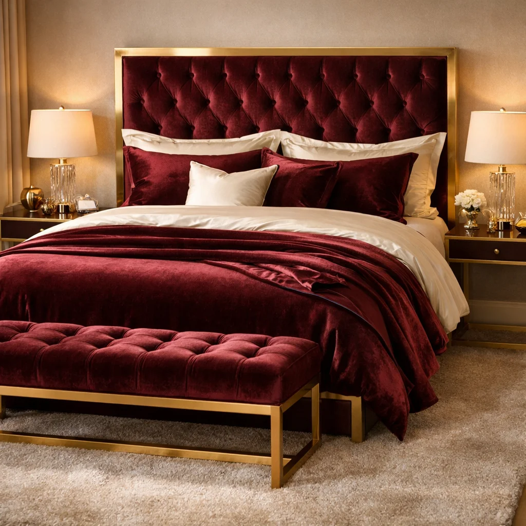 Velvet Upholstery and Gold Metal Frames Velvet Upholstery and Gold Metal Frames