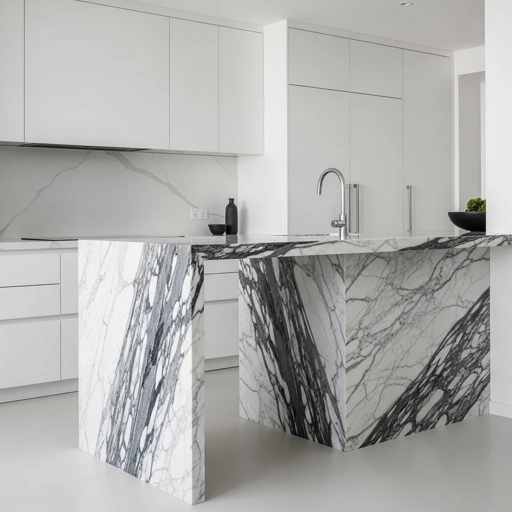 Waterfall Countertop Peninsula for a Contemporary Statement Waterfall Countertop Peninsula for a Contemporary Statement
