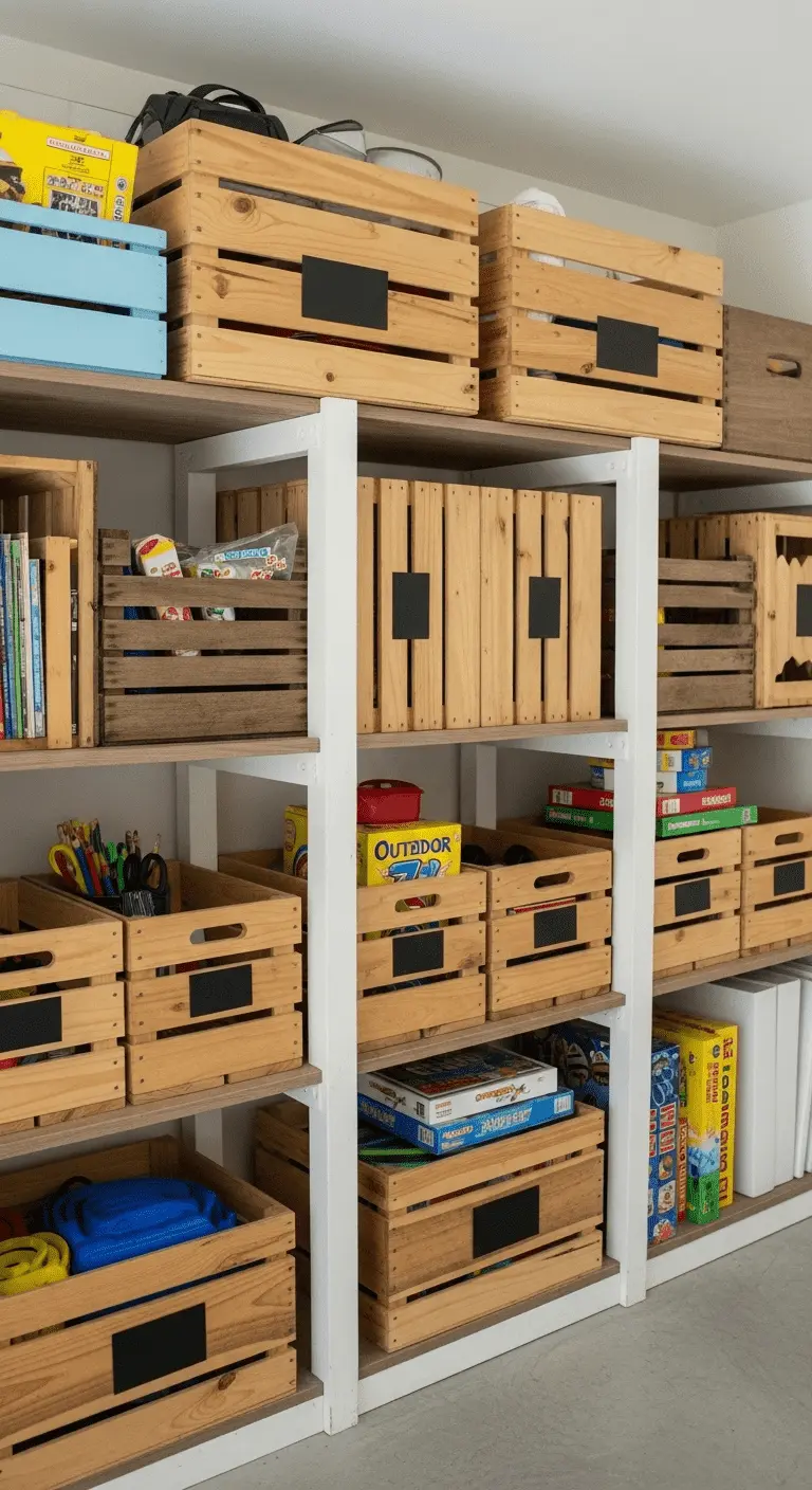 Wooden Crate Shelving