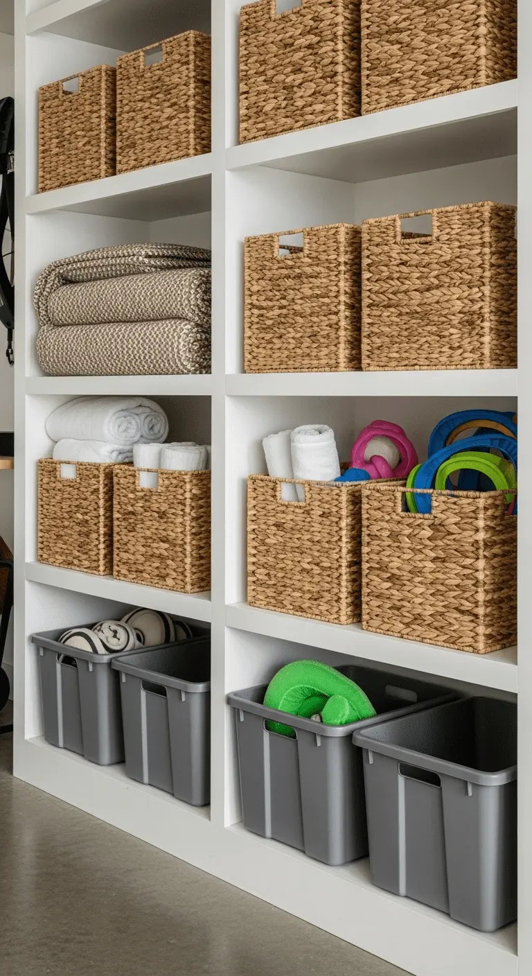 Woven Baskets on Open Shelves