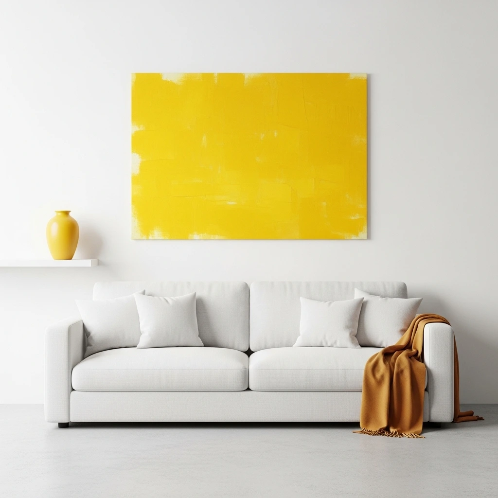 Yellow Accents in a Minimalist Living Room