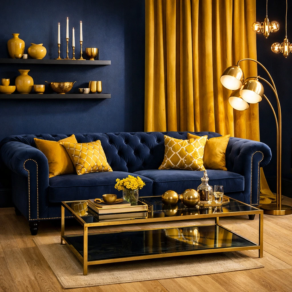 Yellow and Navy Blue High Contrast Glamour