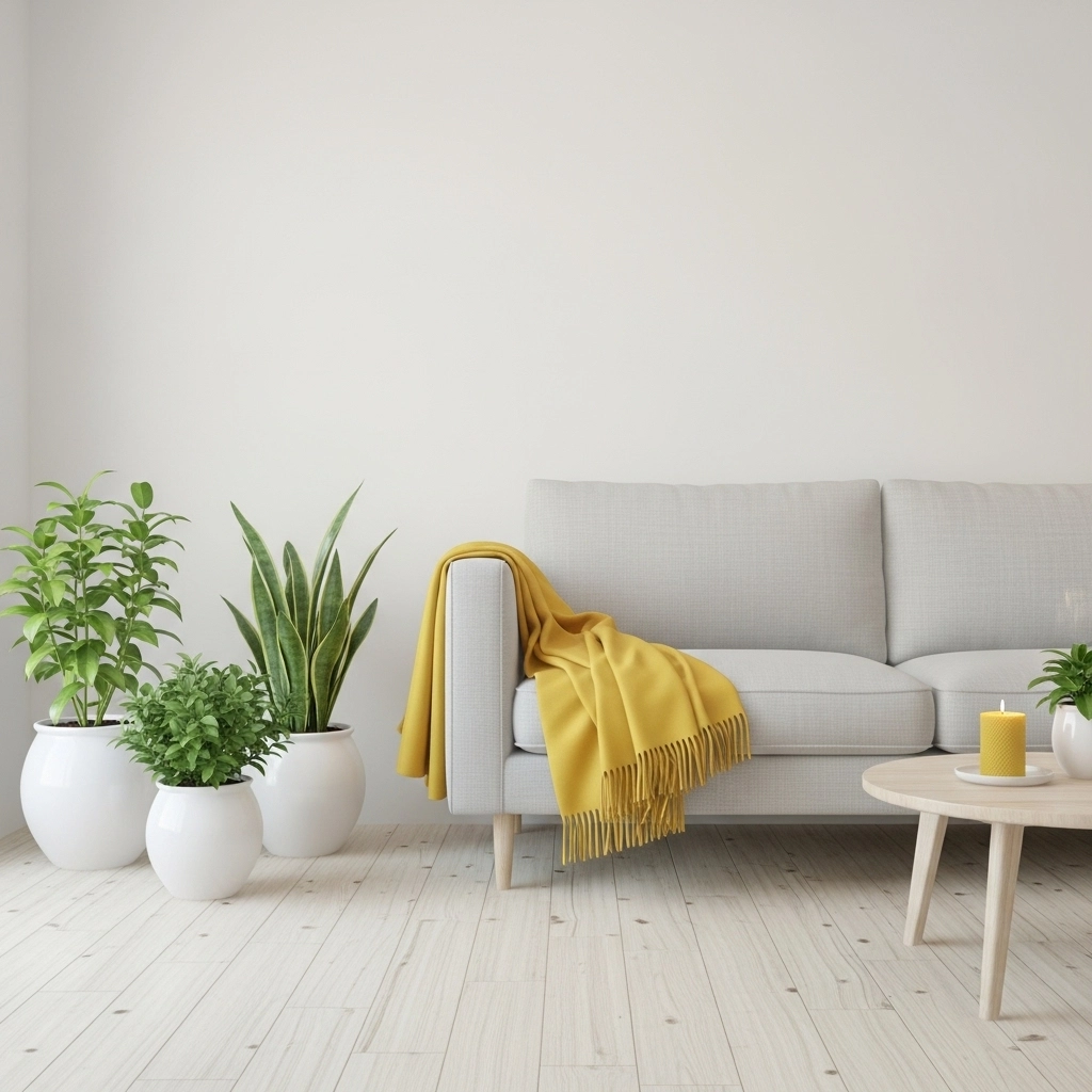 Yellow in a Scandinavian Inspired Living Room
