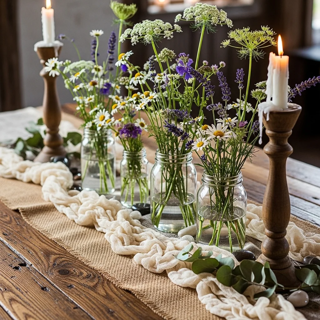 Layered Cheesecloth and Burlap for Rustic Texture