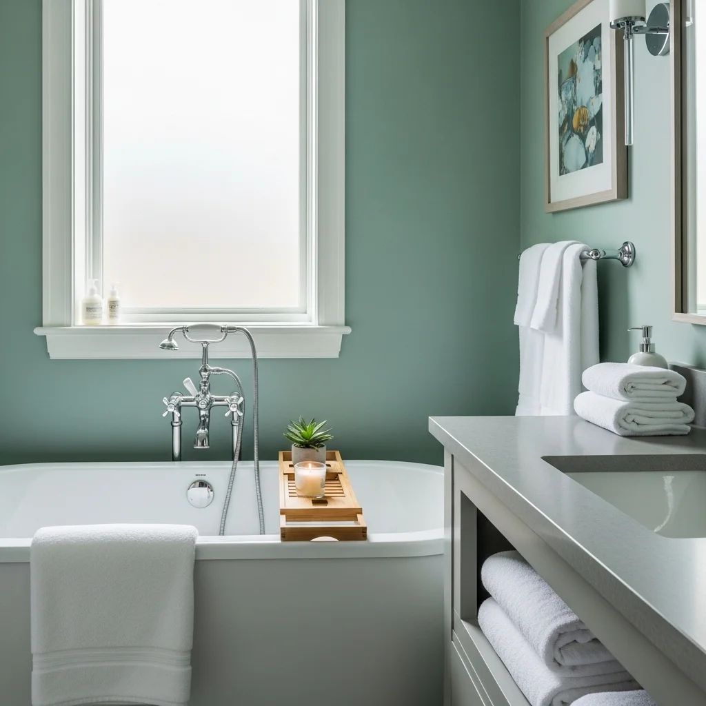 A Spa-Like Bathroom in Seafoam Green
