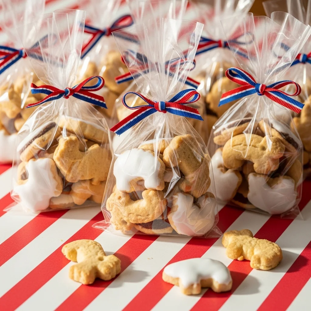 Animal Cracker Bags With Ribbon Ties