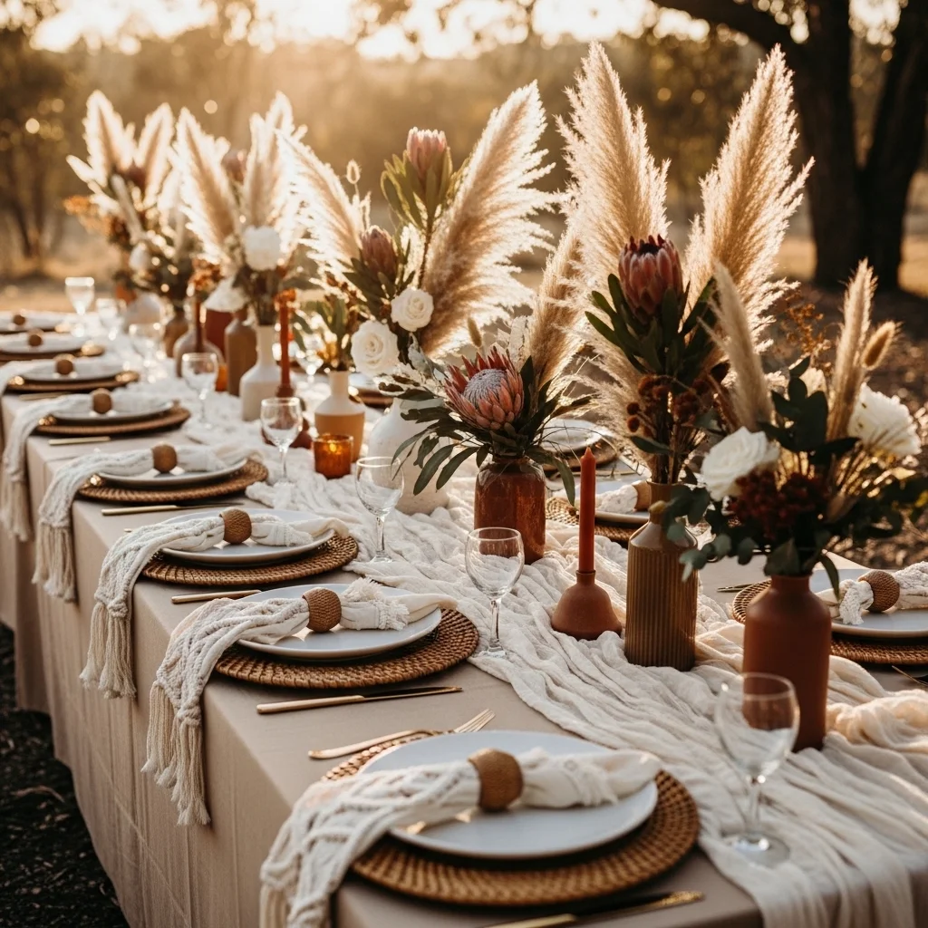 Bohemian Cheesecloth with Dried Pampas Grass