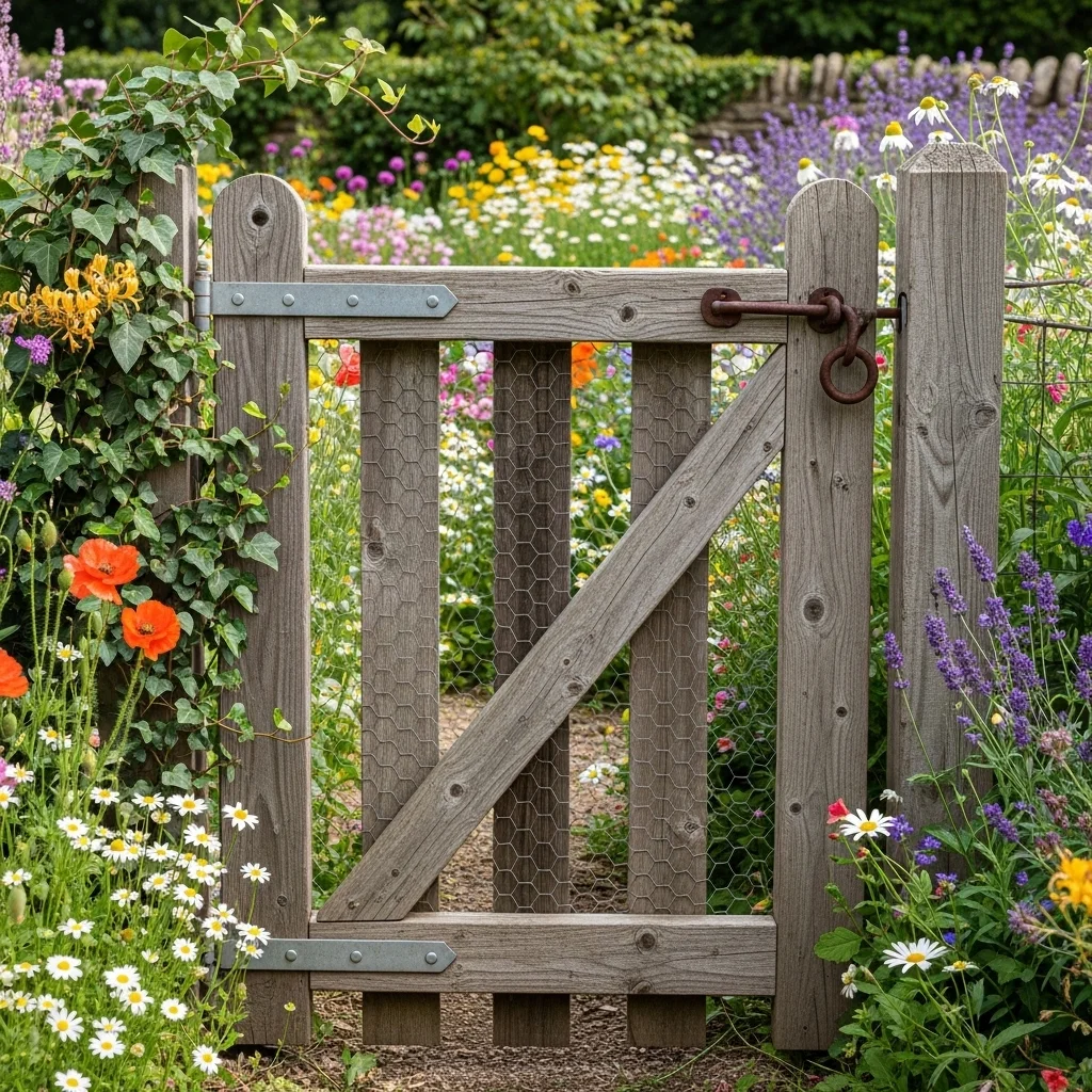 Chicken Wire and Reclaimed Wood Gate