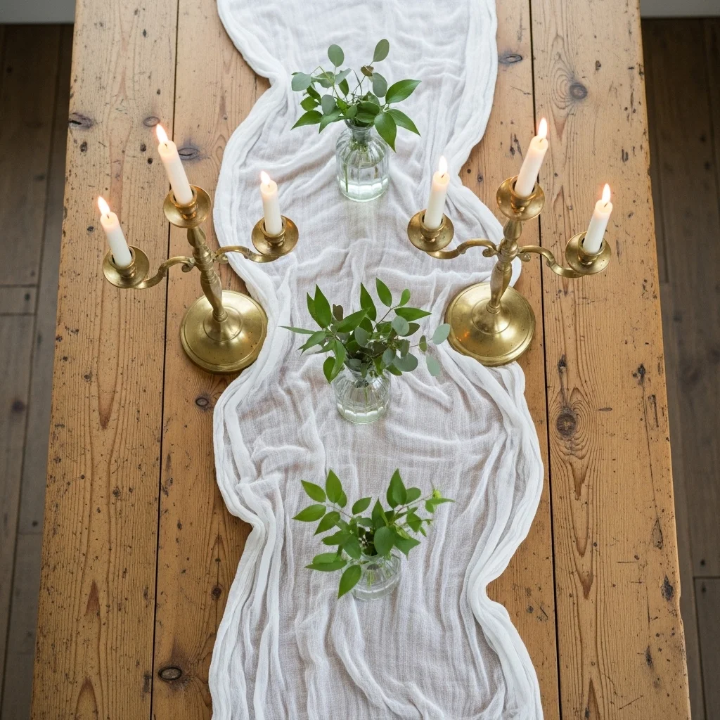 Classic White Cheesecloth on a Bare Wooden Table