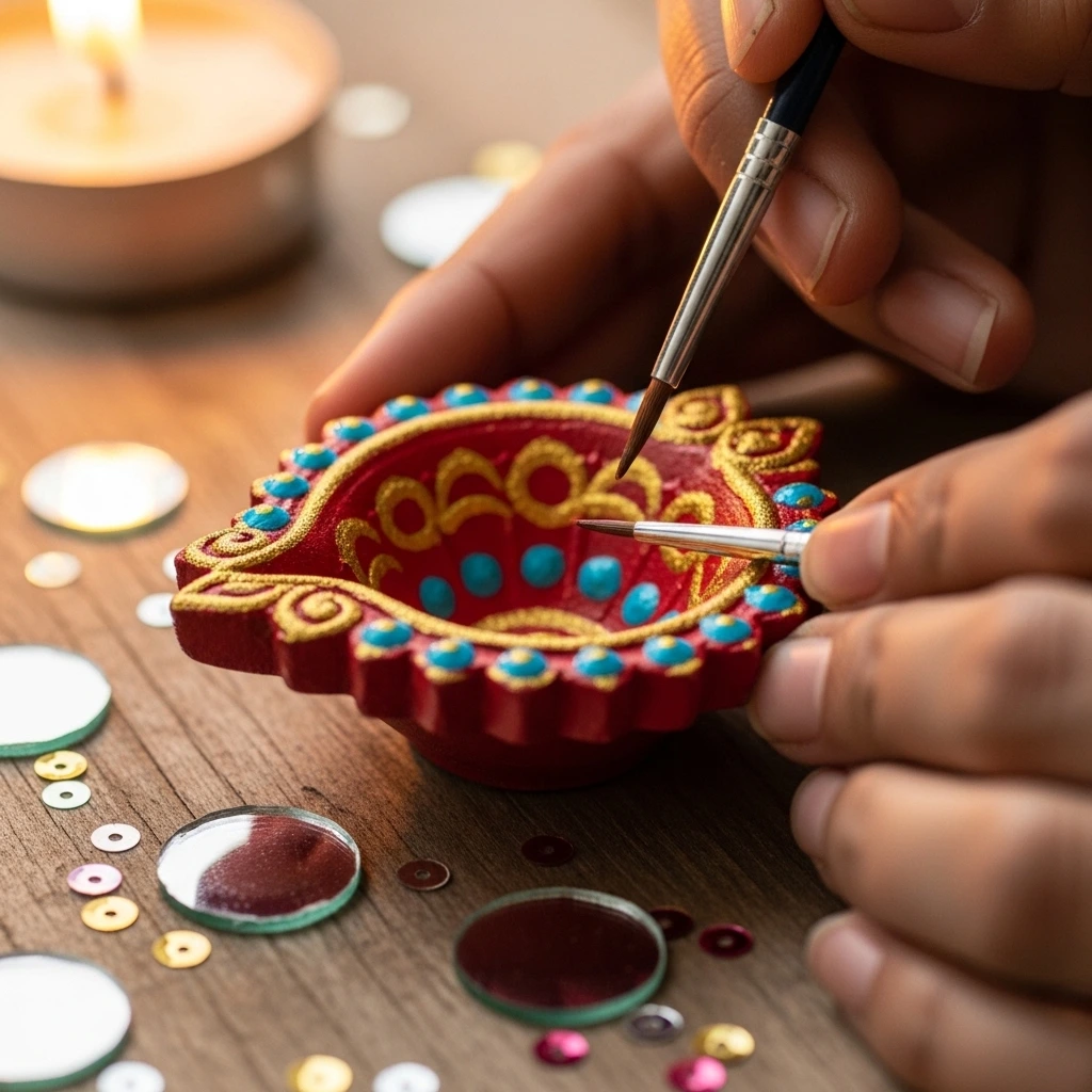 Clay Diya Painting
