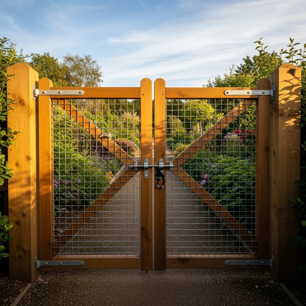 Double Gate with Central Wire Panel