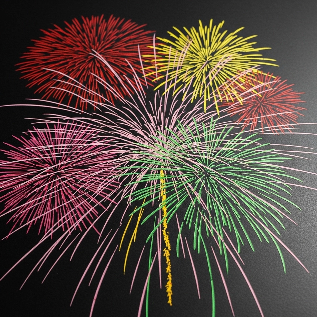Firework Wax Crayon Scratch Art