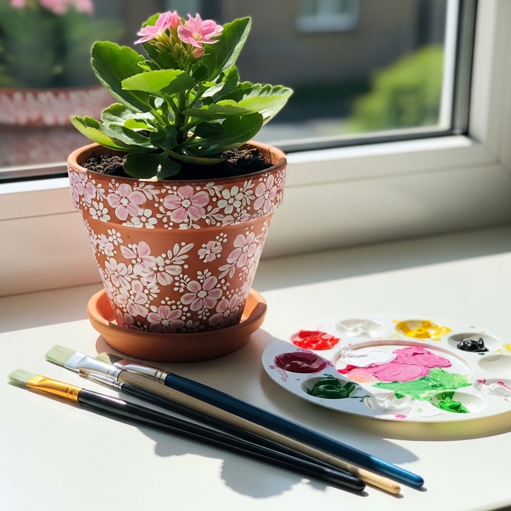 Hand-Painted Flower Pot