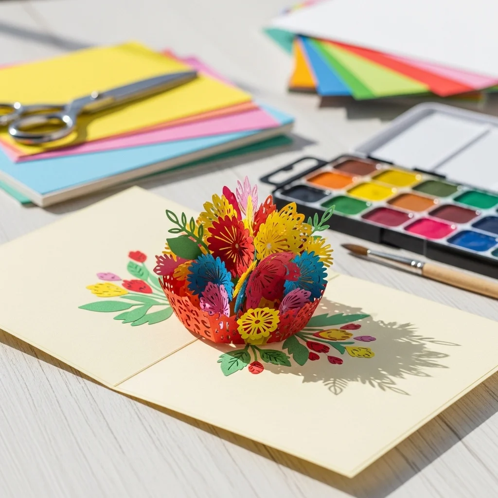 Handmade Birthday Card with Pop-Up Flowers