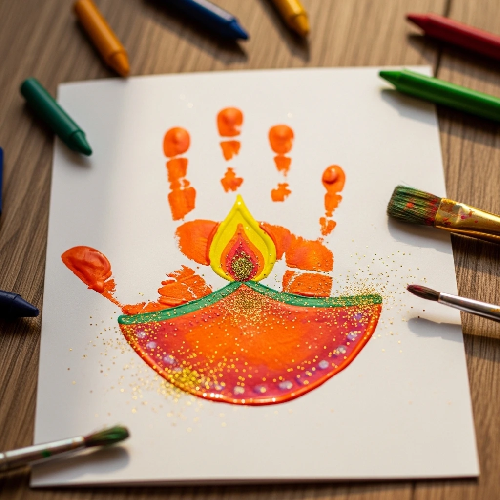 Handprint Diya Cards