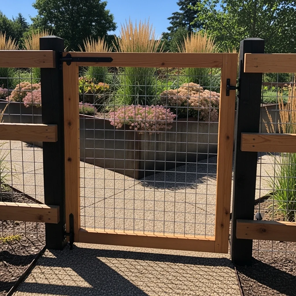 Hog Wire Panel Gate in a Modern Wood Frame