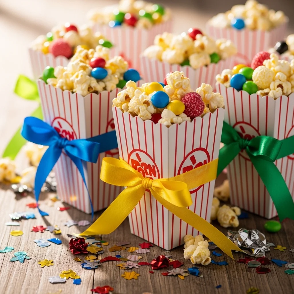 Mini Popcorn Boxes Filled With Treats