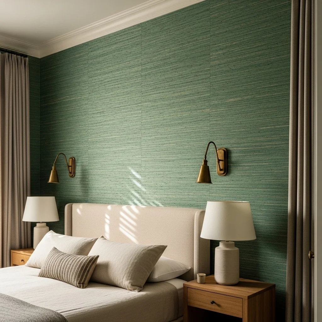 Seafoam Green Walls with Grasscloth or Textured Wallpaper