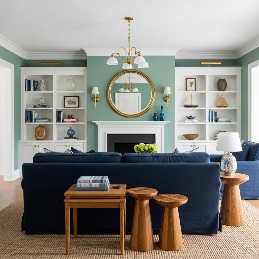 Seafoam Green with Navy Blue for a Bold, Nautical Statement