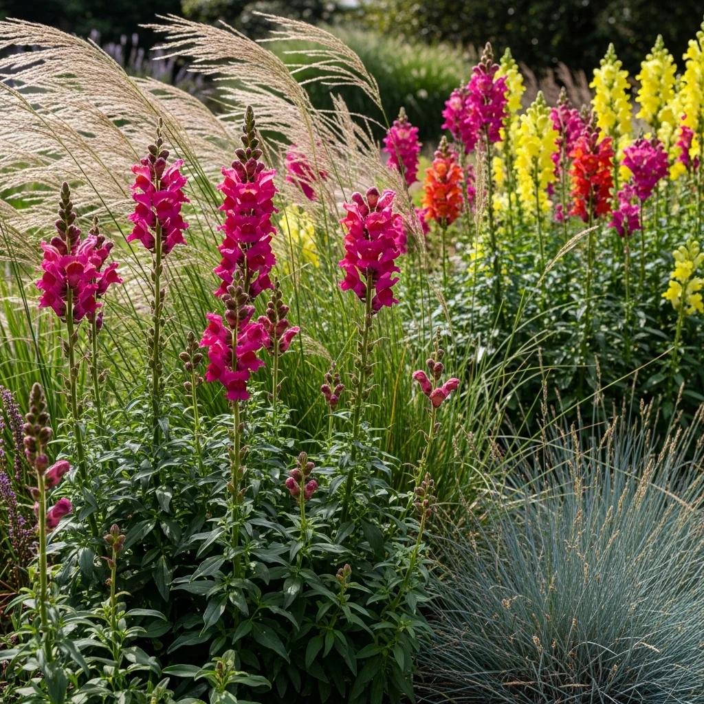 Snapdragons with Ornamental Grasses