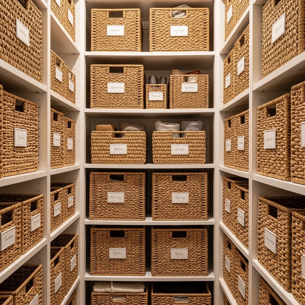 Use Storage Baskets and Labeled Bins