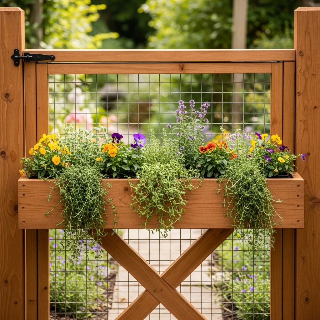 Wire Gate with Integrated Planter Box