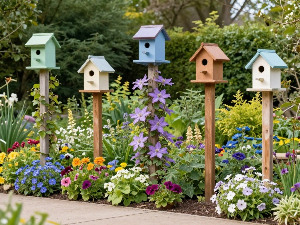 A Row of Multi-Post Birdhouses