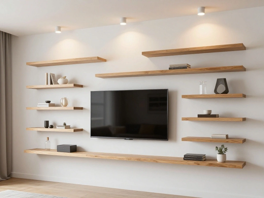 Asymmetrical Staggered Shelves for a Contemporary Look