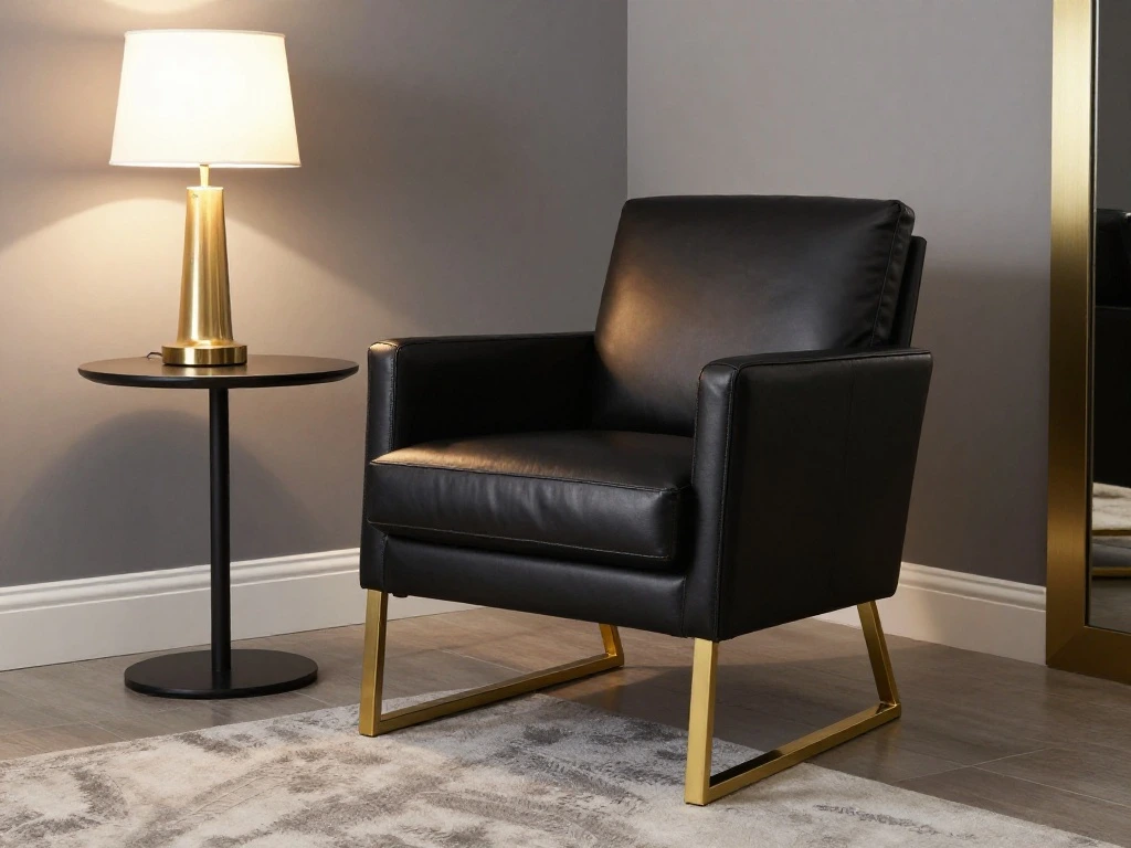 Black Leather Accent Chair