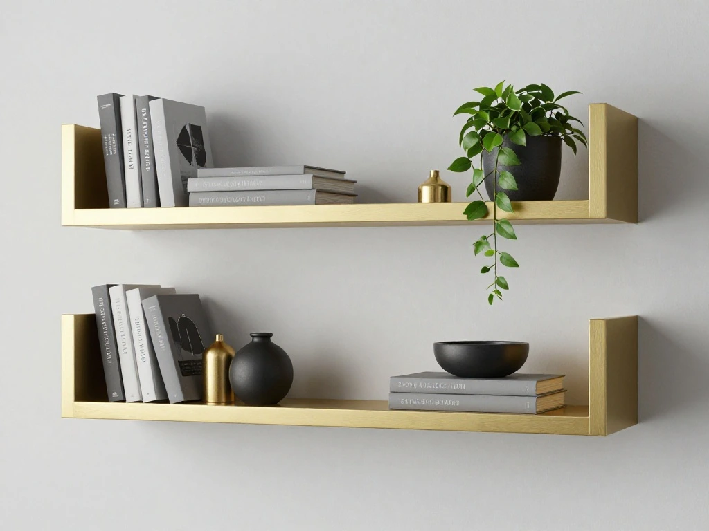 Brushed Gold Shelving and Display Units